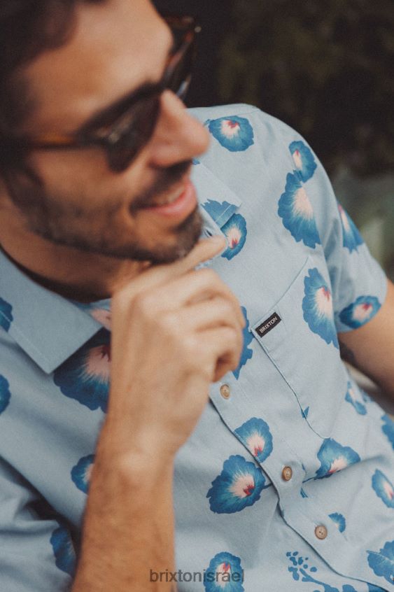 כחול מאובק/כחול פסיפיק/ורוד קורל לבוש LJ8VJ10 חולצה ארוגה בהדפס צ'רטר גברים Brixton