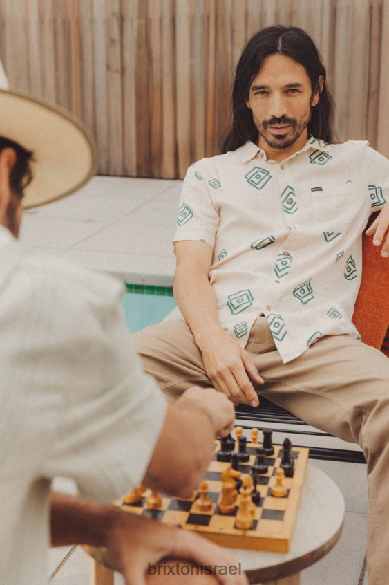 כיפה לבנה/אשוחית לבוש LJ8VJ1 צ'רטר סלאב s/s ארוגים גברים Brixton