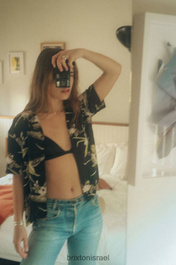 שָׁחוֹר לבוש LJ8VJ417 bunker paradise s/s חולצה ארוגה נשים Brixton