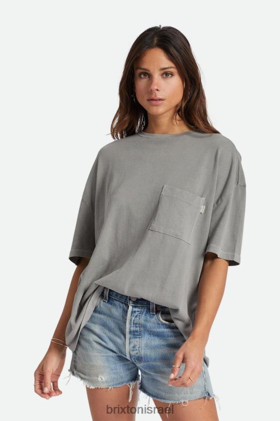 שטוף שחור לבוש LJ8VJ438 טי כיס של החבר חסר דאגות אוברסייז נשים Brixton