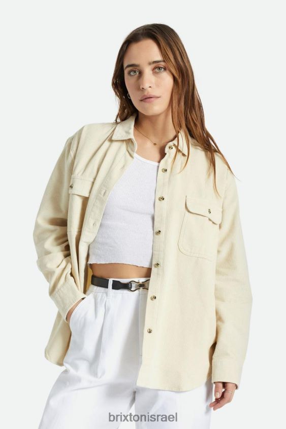 כיפה לבנה לבוש LJ8VJ441 חולצת קורדרוי של החבר קאוורי נשים Brixton