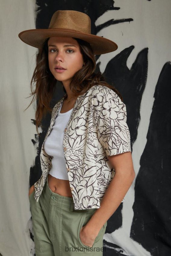 כיפה לבנה לבוש LJ8VJ447 אינדו פשתן s/s ארוגים נשים Brixton