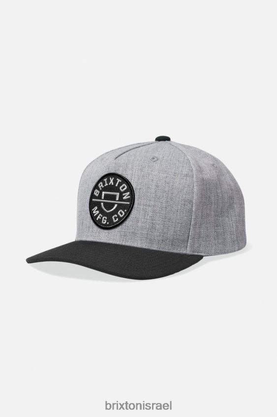 אפור אברש/שחור אביזרים LJ8VJ260 crest c netplus mp snapback גברים Brixton