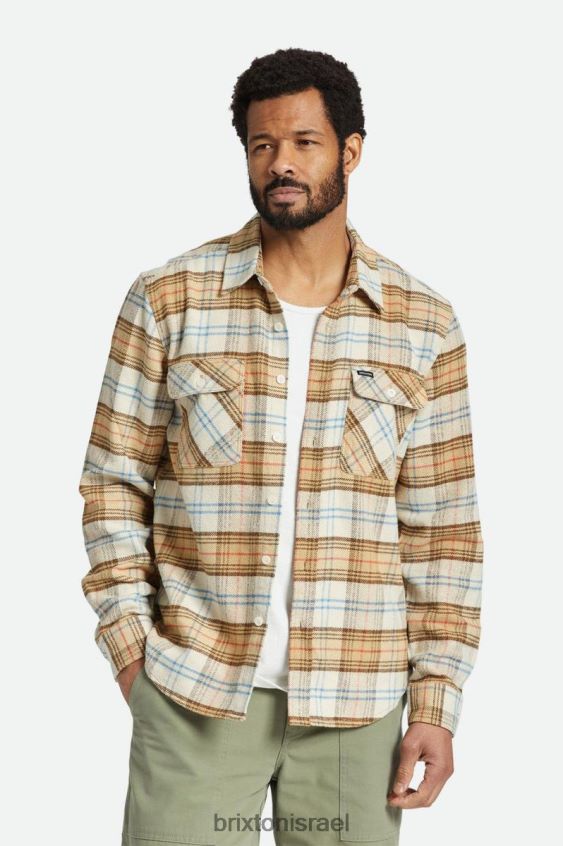 אוף white/whitecap/אדמה כהה לבוש LJ8VJ17 bowery l/s פלנל גברים Brixton